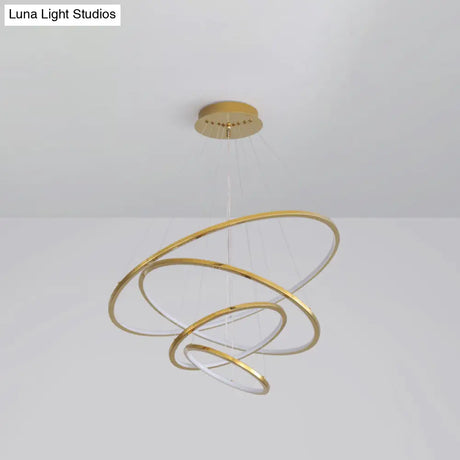 Gold Multi -Tire Chandelier Lamp Simplicity Stainless Steel Led Circle Ceiling Pendant Lighting