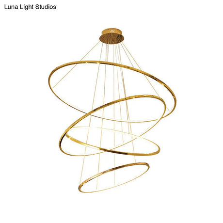 Gold Multi -Tire Chandelier Lamp Simplicity Stainless Steel Led Circle Ceiling Pendant Lighting