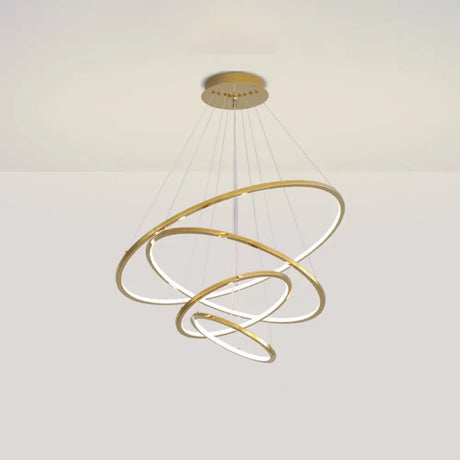 Gold Multi -Tire Chandelier Lamp Simplicity Stainless Steel Led Circle Ceiling Pendant Lighting