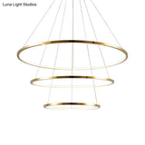Gold Multi -Tire Chandelier Lamp Simplicity Stainless Steel Led Circle Ceiling Pendant Lighting