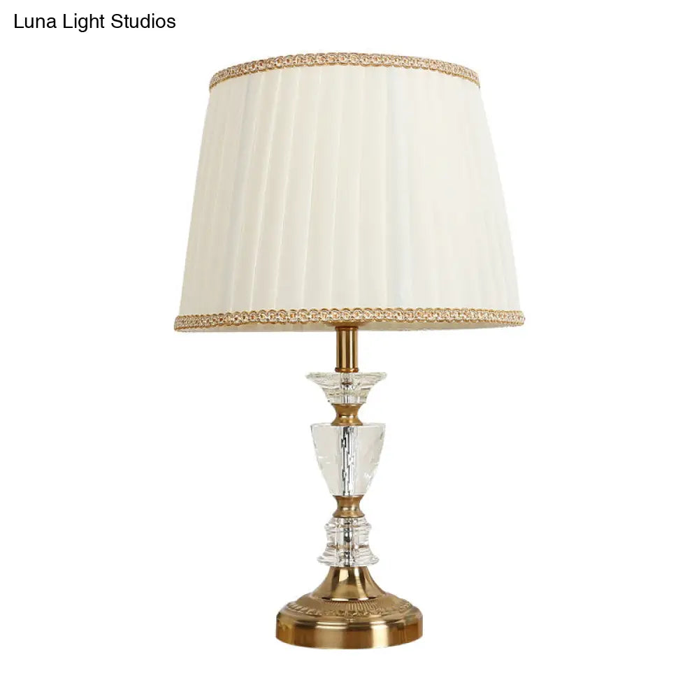 Gold Nightlight For Bedroom - Elegant Urn-Shaped Crystal Base Simple Bulb Table Lamp