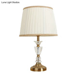 Gold Nightlight For Bedroom - Elegant Urn-Shaped Crystal Base Simple Bulb Table Lamp