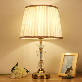 Gold Nightlight For Bedroom - Elegant Urn-Shaped Crystal Base Simple Bulb Table Lamp