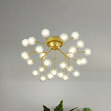 Gold Nordic Firefly Led Flush Mount Chandelier For Dining Room 27 / C