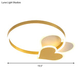 Gold Nordic Led Flush Mount Light With Loving Heart And Star Design