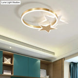 Gold Nordic Led Flush Mount Light With Loving Heart And Star Design
