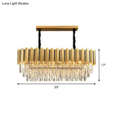 Gold Oblong Crystal Rod Pendant - Postmodern 10-Light Kitchen Island Light