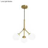 Gold Orb Shade Pendant Lamp: Modern Milk Glass Restaurant Light