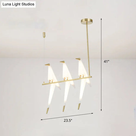Gold Origami Bird Island Pendant Lamp For Dining Room Decor