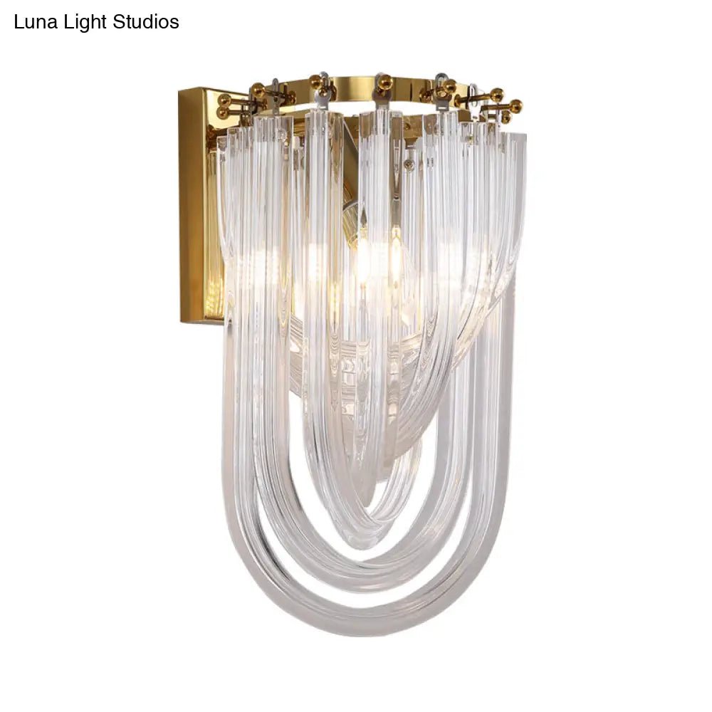Gold Oval Wall Lamp With Twisted Crystal Shade