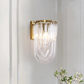Gold Oval Wall Lamp With Twisted Crystal Shade