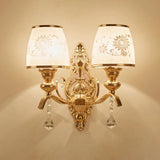 Gold Patterned Glass Wall Sconce For Traditional Bedroom 2 /