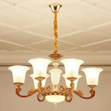 Gold Pendant Chandelier With Frosted Glass For Modern Bedroom Lighting 6 /