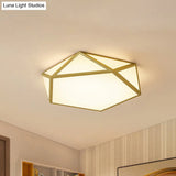 Gold Pentagon Ceiling Light - Nordic Led Flush Mount Lamp For Bedroom Wide 16.5’/20.5