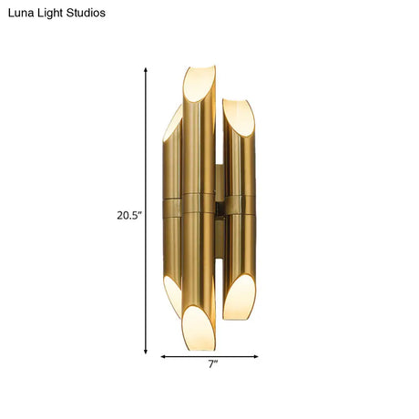 Gold Pipe Sconce Led Wall Lamp With Warm/White Light For Hallway