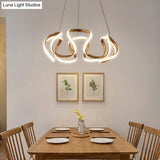 Gold-Plated Led Pendant Lamp: Elegant Acrylic Chandelier Light For Dining Room