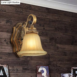 Gold Prismatic Glass Wall Sconce With Bell Shade - 1-Light Traditional Foyer Light