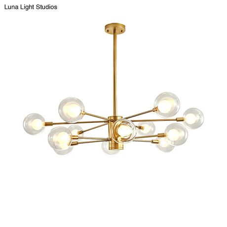 Gold Radial Design Chandelier: Modernist Glass Globe Light Fixture 10/12/16 Lights