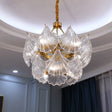 Gold Ribbed Glass Scallop Chandelier Pendant Light Fixture 8 /