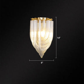 Gold Ribbon Wall Sconce With Clear Glass Head For Dining Room Mounting