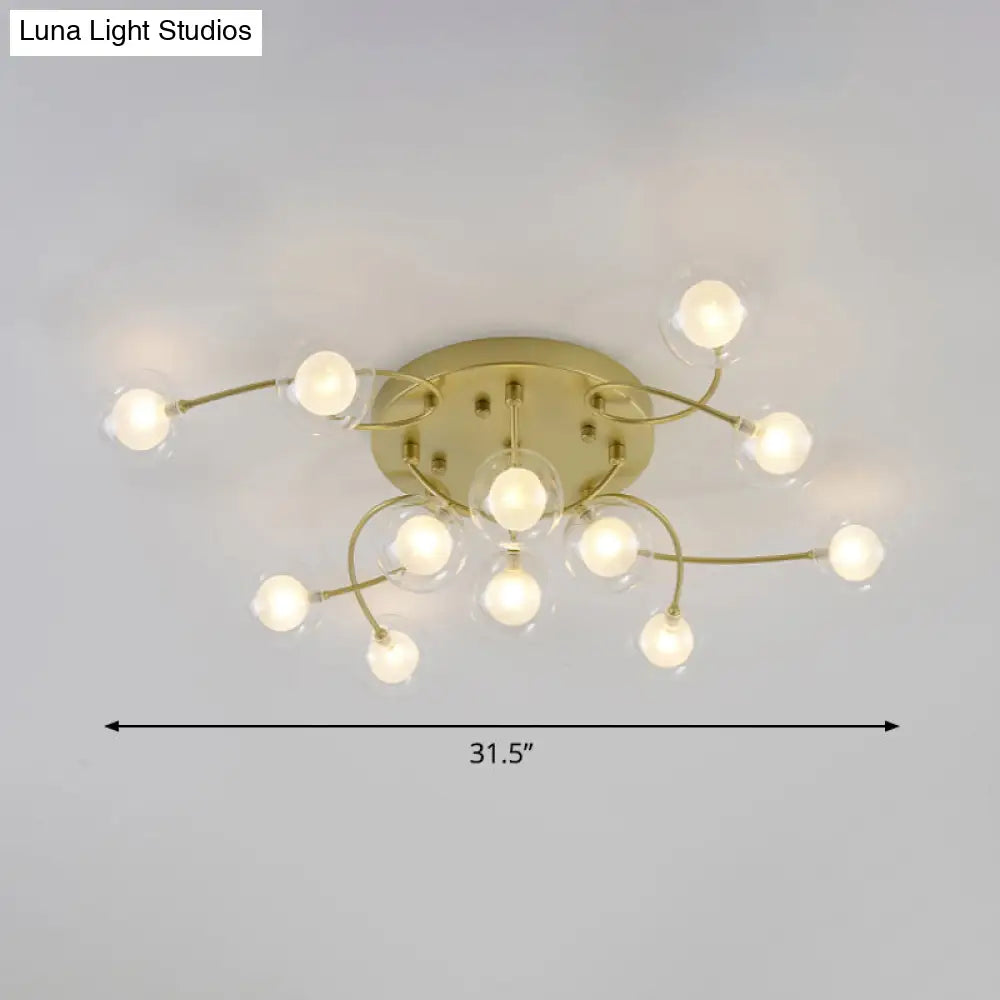 Gold Romantic Metallic Ceiling Light For Living Room Villa - Multi - Head Semi Flush Mount