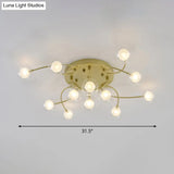 Gold Romantic Metallic Ceiling Light For Living Room Villa - Multi - Head Semi Flush Mount