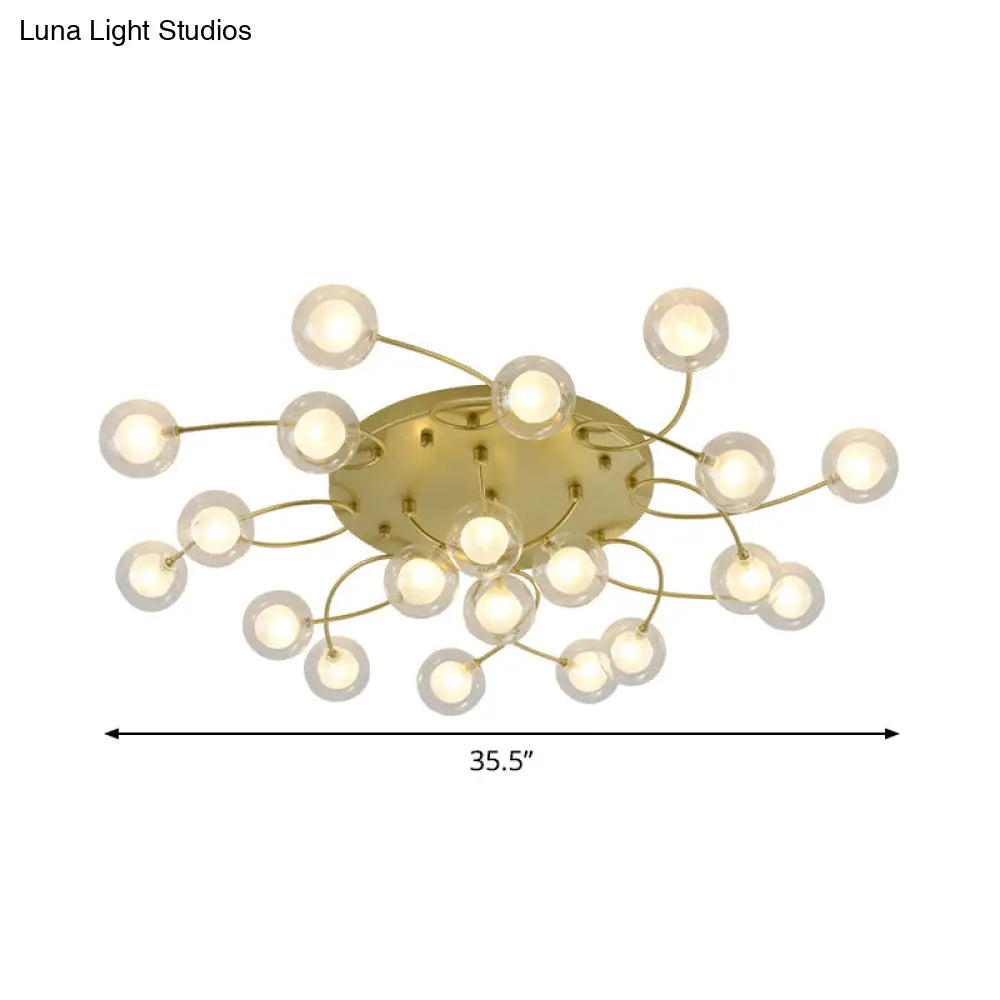 Gold Romantic Metallic Ceiling Light For Living Room Villa - Multi - Head Semi Flush Mount