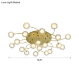 Gold Romantic Metallic Ceiling Light For Living Room Villa - Multi - Head Semi Flush Mount