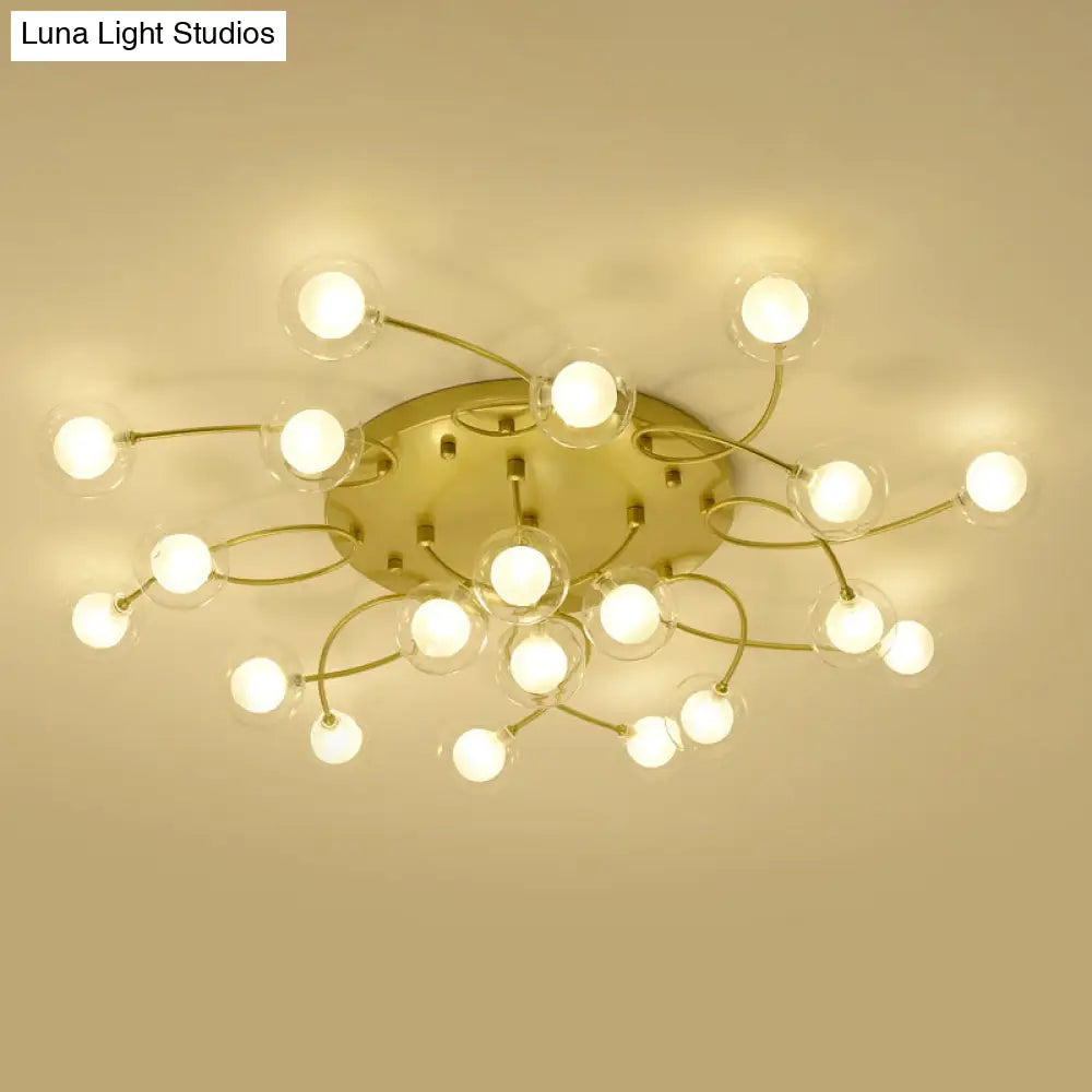 Gold Romantic Metallic Ceiling Light For Living Room Villa - Multi - Head Semi Flush Mount