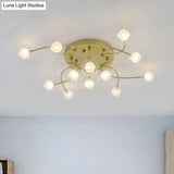 Gold Romantic Metallic Ceiling Light For Living Room Villa - Multi - Head Semi Flush Mount