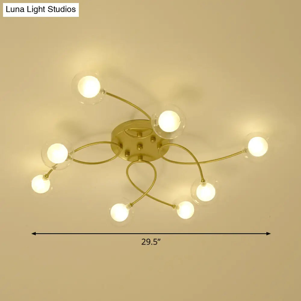 Gold Romantic Metallic Ceiling Light For Living Room Villa - Multi - Head Semi Flush Mount