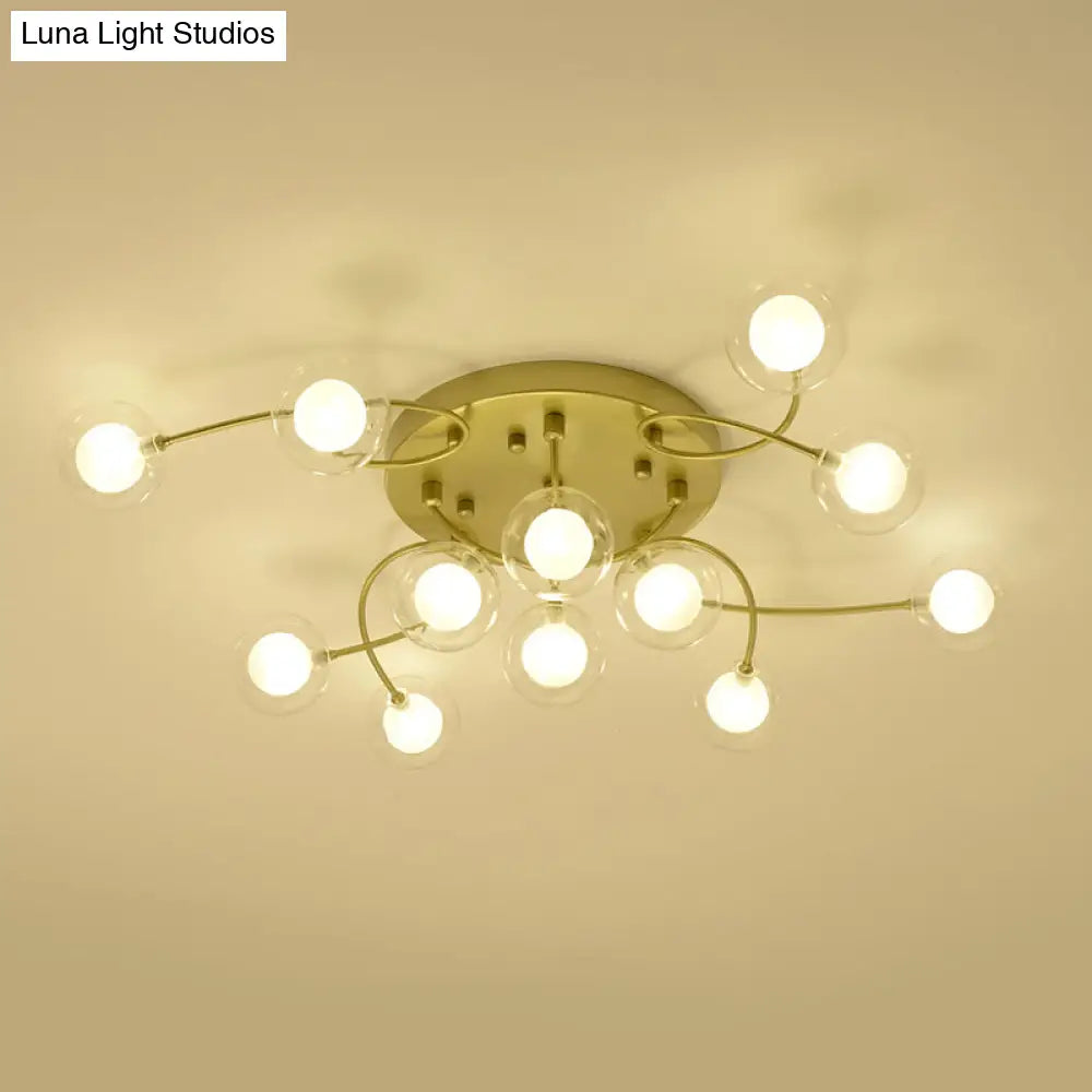 Gold Romantic Metallic Ceiling Light For Living Room Villa - Multi - Head Semi Flush Mount
