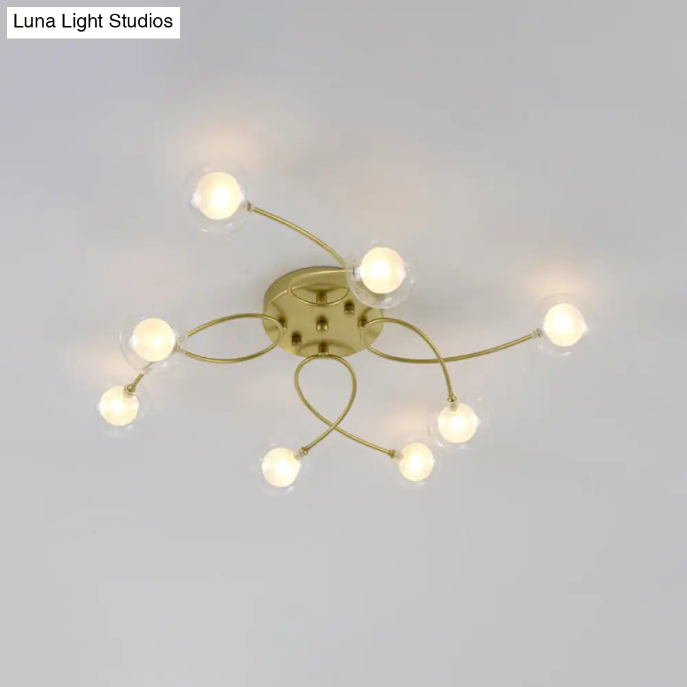 Gold Romantic Metallic Ceiling Light For Living Room Villa - Multi - Head Semi Flush Mount