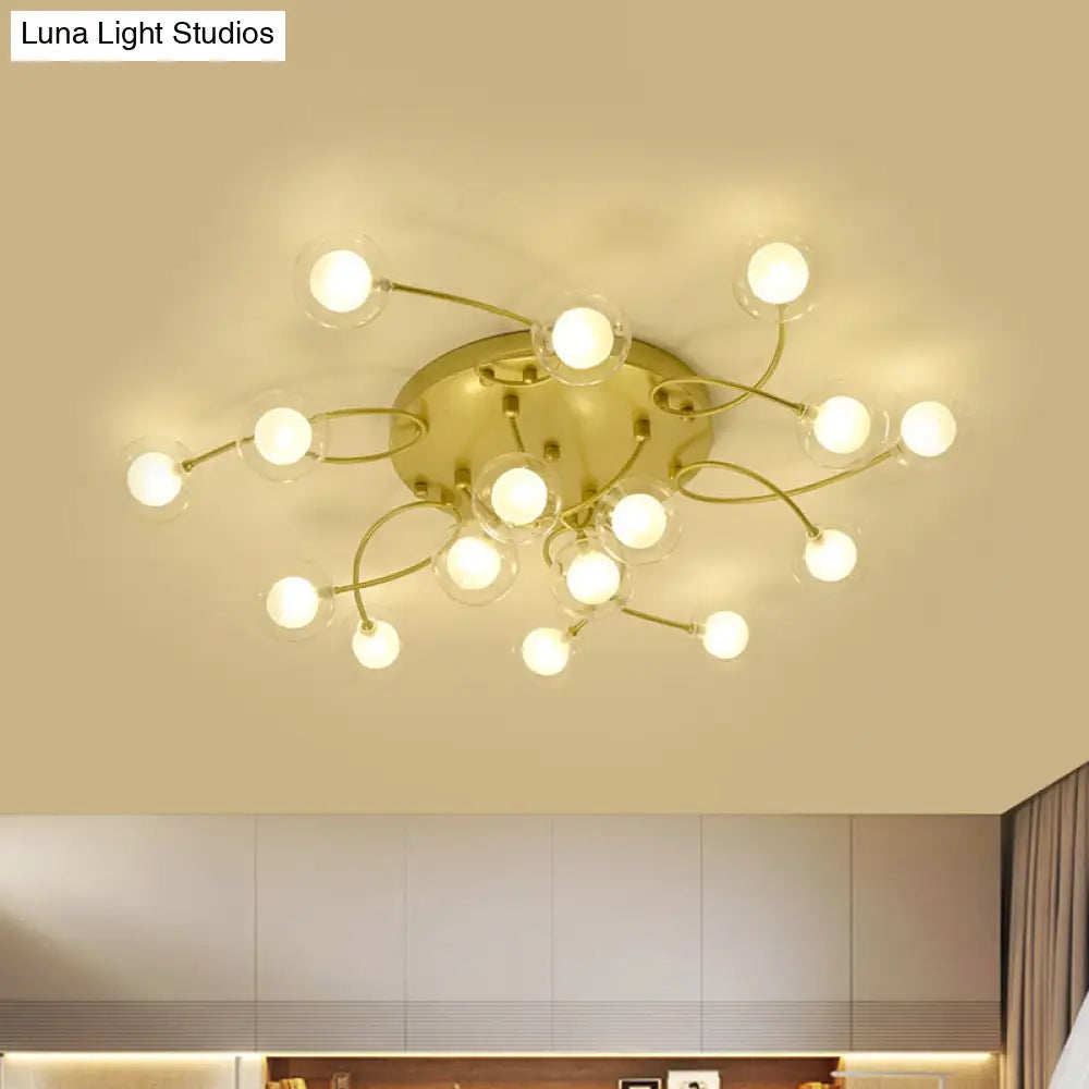 Gold Romantic Metallic Ceiling Light For Living Room Villa - Multi - Head Semi Flush Mount