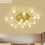 Gold Romantic Metallic Ceiling Light For Living Room Villa - Multi - Head Semi Flush Mount