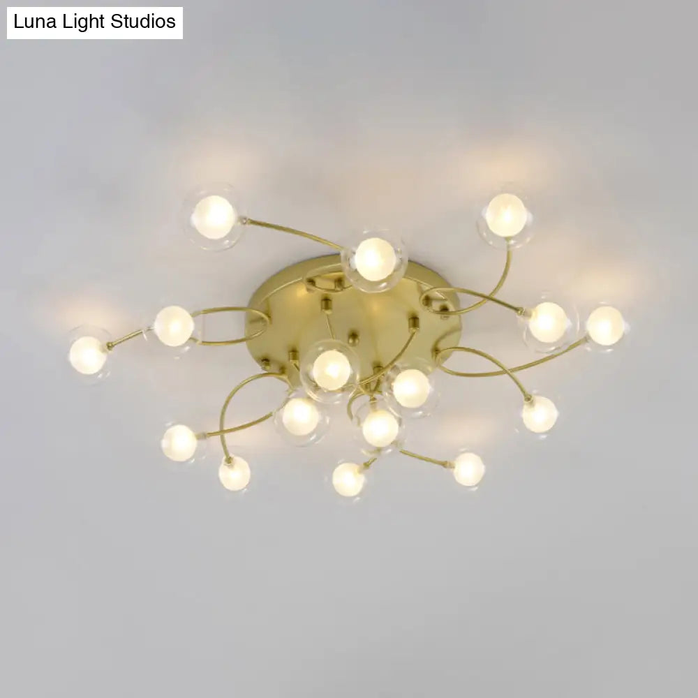Gold Romantic Metallic Ceiling Light For Living Room Villa - Multi - Head Semi Flush Mount