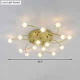 Gold Romantic Metallic Ceiling Light For Living Room Villa - Multi - Head Semi Flush Mount