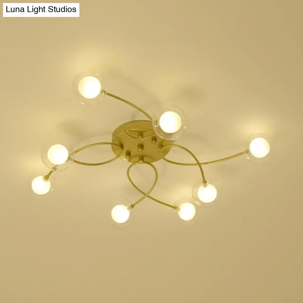 Gold Romantic Metallic Ceiling Light For Living Room Villa - Multi - Head Semi Flush Mount