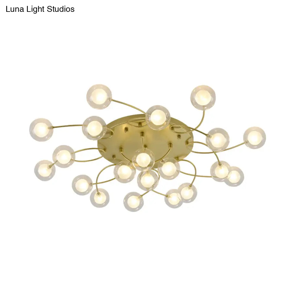 Gold Romantic Metallic Ceiling Light For Living Room Villa - Multi - Head Semi Flush Mount