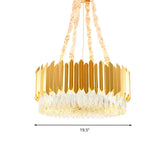 Modern Gold Round Chandelier - 19.5/23.5 Wide Crystal Block Design 6/10 Heads Hanging Ceiling Light