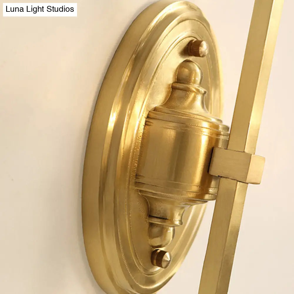 Gold Ruffle Glass Wall Light With Crystal Draping - Antique Floral Lighting Fixture