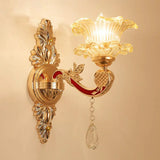 Gold Scrolled Arm Wall Mount Lamp With Crystal Accent - Elegant Metallic Sconce 1 / E
