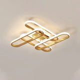 Gold Semi Flush Led Ceiling Light Fixture For Living Room With Oval Acrylic Shade - Warm/White