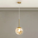 Gold Spherical Glass Pendant Ceiling Light - Modern & Elegant Bedroom Lamp / 6’ Flower