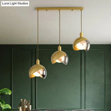 Gold Split Globe Pendant Light With Metallic Finish - 2/3 Lights Down Lighting For Dining Room