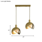Gold Split Globe Pendant Light With Metallic Finish - 2/3 Lights Down Lighting For Dining Room