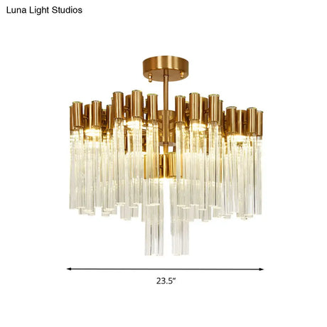 Gold Sputnik Semi Flush Mount Ceiling Light: Postmodern Design With 7 Heads & Crystal Accents