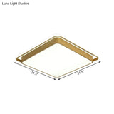 Gold Square Ceiling Flush Mount Led Metal Light Modernism Design Multiple Sizes Warm/White For