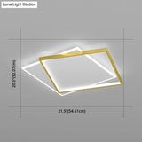 Gold Square Led Flush Mount Light Fixture - Minimalist Bedroom Ceiling Lamp