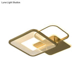 Gold Square Led Flushmount Ceiling Light For Bedroom 16’/19.5’ W